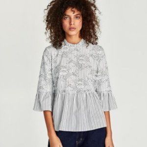 zara lace bell sleeve blouse